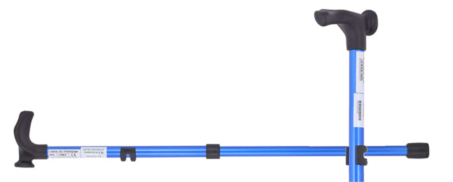 Bastone con impugnatura palmare sinistra canna in lega grigio+impugnatura nero