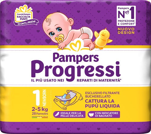 Pampers progressi newborn pannolino 1 2-5kg 28 pezzi