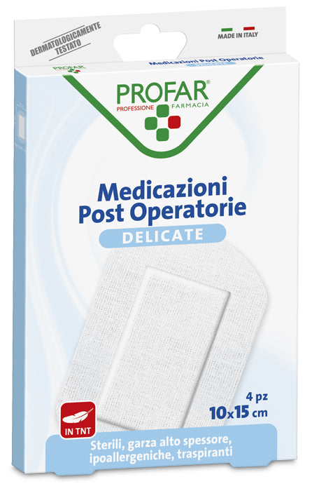 Medicazione post operatoria sterile garza antiaderente 10x15 cm 4 pezzi profar