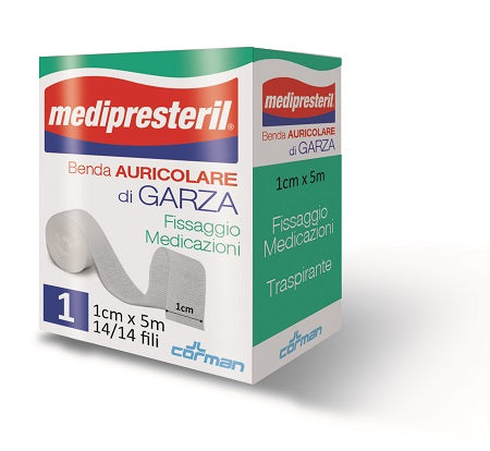 Benda auricolare garza medipresteril 12/8 fu m5x1cm 14/14 fili