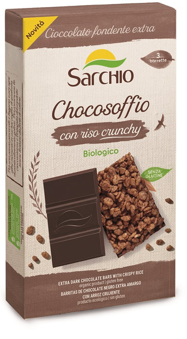 Chocosoffio barretta cioccolato fondente extra e riso croccante 3 pezzi da 25 g
