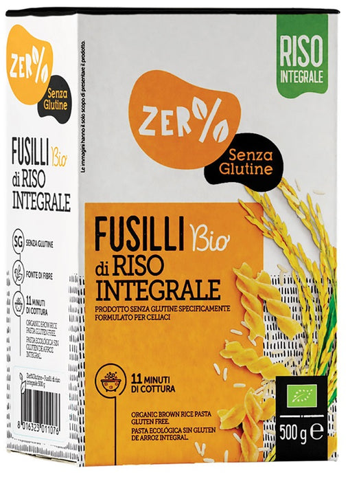 Zero% glutine fusilli di riso integrale senza glutine bio 500 g