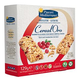 Piaceri mediterranei cerealoro barretta di riso con mais e mirtilli rossi 6 pezzi da 21,5 g