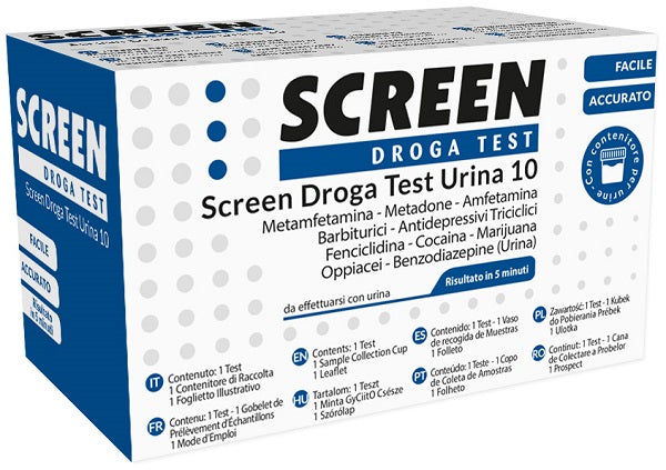 Screen droga test 10 droghe test antidroga con contenitore urina