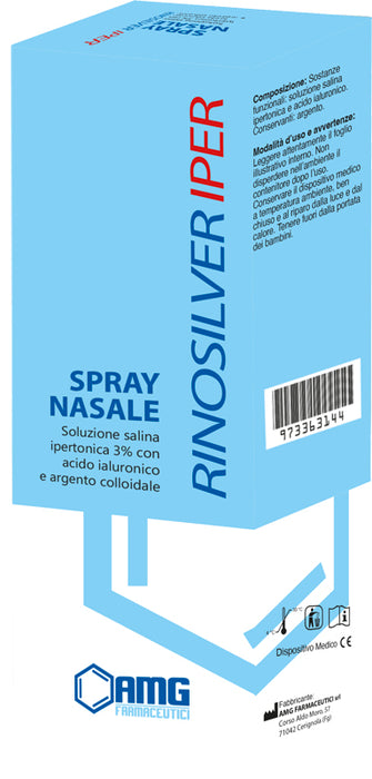 Rinosilver soluzione salina ipertonica 3% con acido ialuronico e argento colloidale spray nasale 20 ml