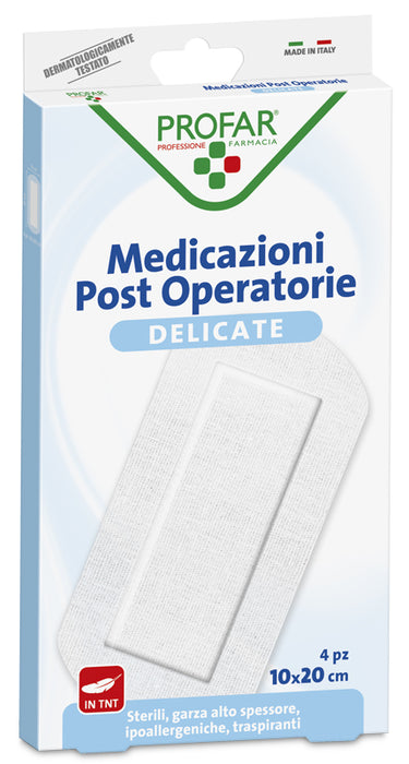 Medicazione post operatoria sterile garza antiaderente 10x20 cm 4 pezzi profar
