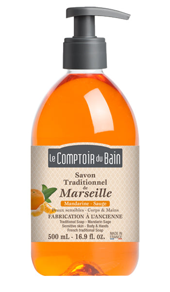 Le comptoir du bain sapone liquido marsiglia mandarino salvia 500 ml