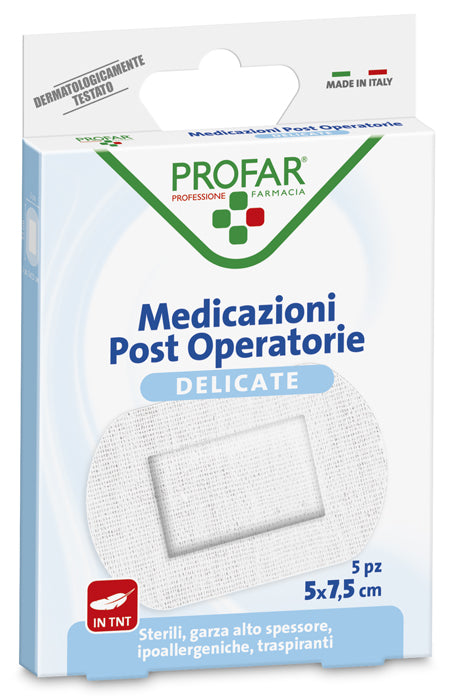 Medicazione post operatoria sterile garza antiaderente 5x7,5 cm 5 pezzi profar