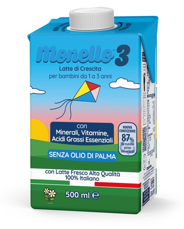 Monello 3 formula per la crescita a base di latte per bambini da 1 a 3 anni liquido 500 ml