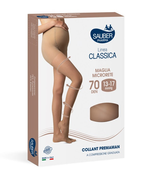 Sauber collant premaman 140 denari maglia microrete neutro beige 4 linea classica