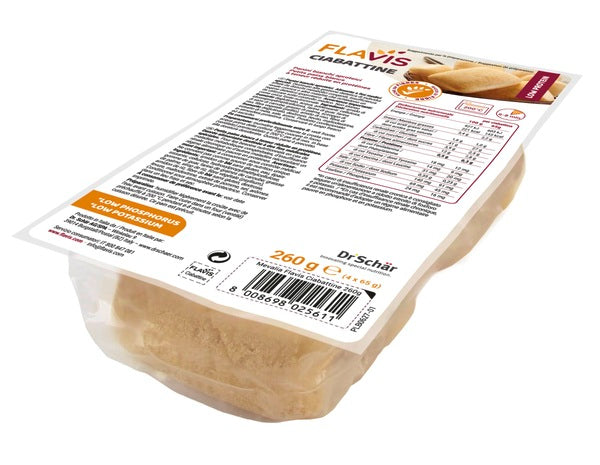 Flavis ciabattine panini bianchi aproteici 4 pezzi da 65 g
