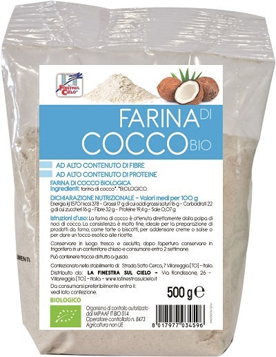 Fsc farina di cocco bio ad alto contenuto di fibra 500 g