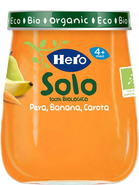 Hero baby omogeneizzato pera banana carota 100% bio 120 g