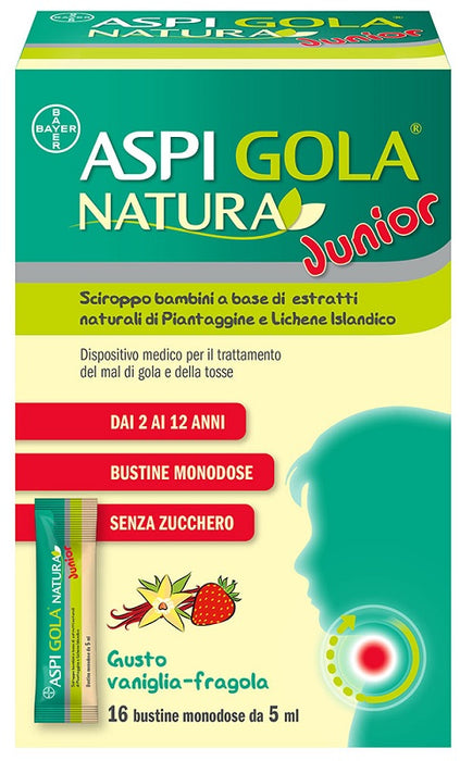 Aspi gola natura junior 16 bustine monodose da 5 ml
