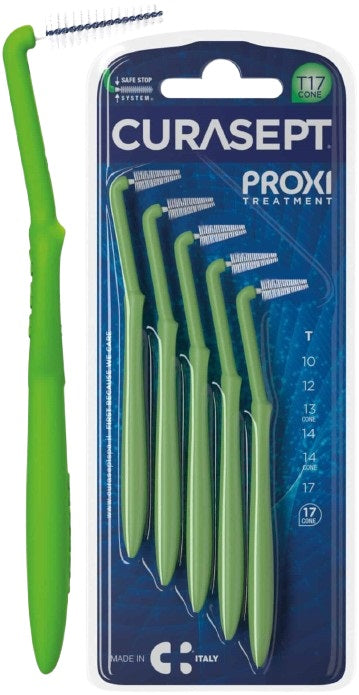 Scovolino curasept proxi angle misura t17 conico iso 5 verde diametro 1,7 mm 5 pezzi