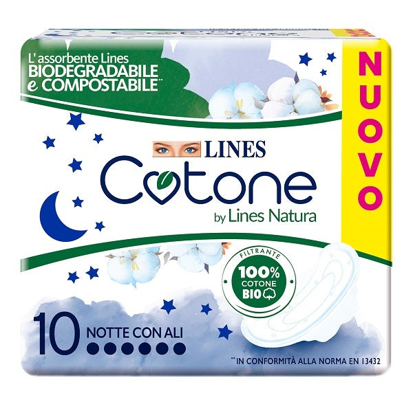 Lines cotone bio ultra notte 10 pezzi