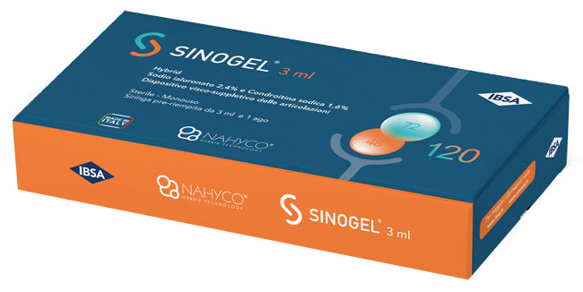 Siringa intra-articolare sinogel 2,4% acido ialuronico + 1,6% condroitina sodica 3ml + 1 ago