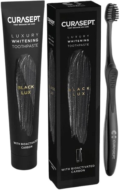 Curasept black luxury whitening dentifricio 75 ml + spazzolino