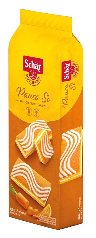 Schar pausa si' merendine di pan di spagna al gusto di carota e arancia 10 porzioni da 30 g