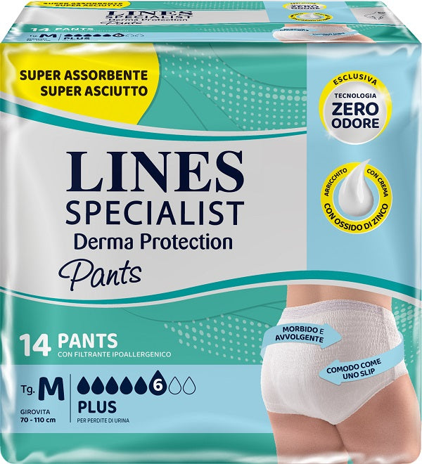 Pannolone per incontinenza lines specialist derma pants plus m 14 pezzi