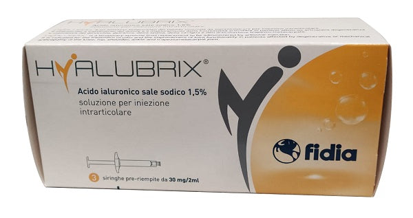 Siringa intra-articolare hyalubrix acido ialuronico 1,5% 30 mg 2 ml 3 pezzi no eto