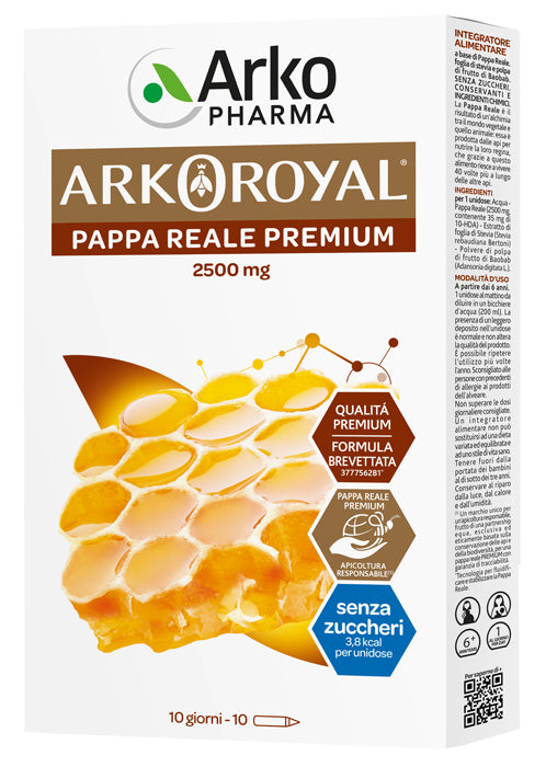 Arkoroyal pappa reale 2500 mg senza zucchero 10 fiale