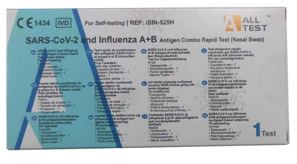 Test antigenico rapido covid-19 alltest autodiagnostico determinazione qualitativa antigeni sars-cov-2 e influenza a+b in tamponi nasali