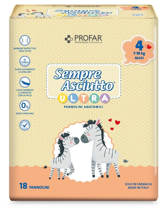 Pannolini profar sempre asciutto ultra maxi 7/18 kg 18 pezzi