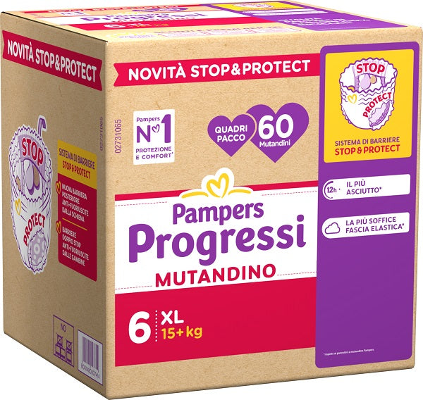Pampers progressi mutandina quadri xl 60 pezzi
