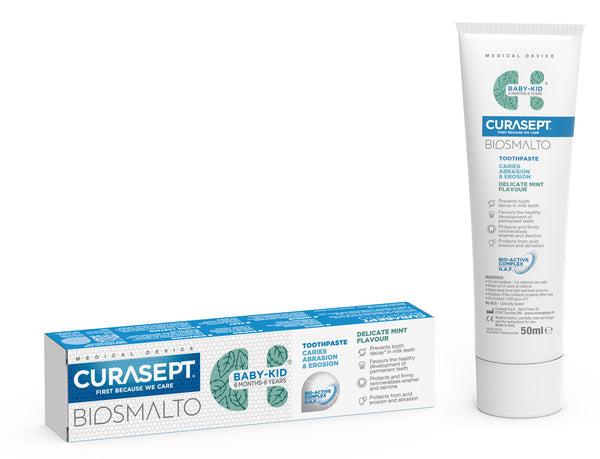 Curasept biosmalto dentifricio baby kid menta carie abrasione & erosione 50 ml