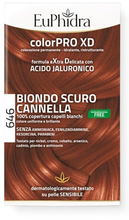 Euphidra colorpro gel colorante capelli xd 646 cannella 50 ml in flacone + attivante + balsamo + guanti