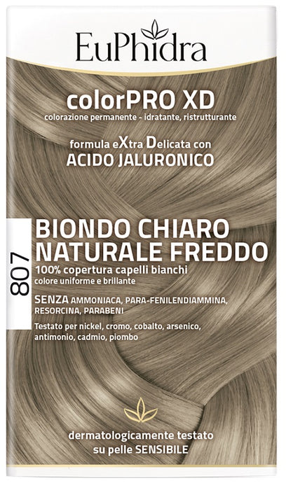 Euphidra colorpro xd 807 biondo chiaro naturale f colore + attivante + balsamo + cuffia + guanti