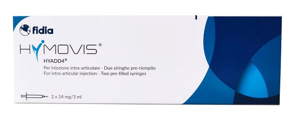 Siringa intra-articolare preriempita hymovis hyadd4 esadecillamide acido ialuronico 24mg/3ml 2 pezzi da 3 ml non sterilizzato a eto