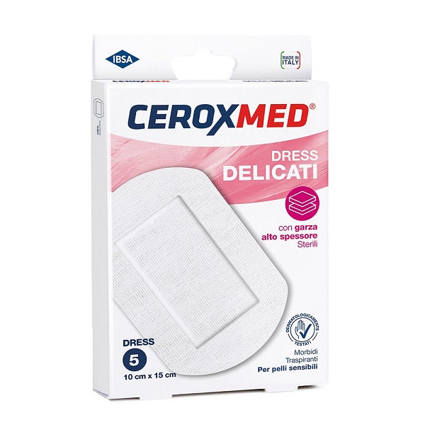Dress delicati ceroxmed con garza alto spessore per pelli sensibili 10x15cm 5 pezzi