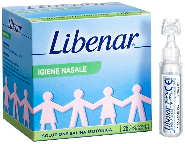 Soluzione salina isotonica 0,9% libenar per igiene nasale 25 flaconcini monouso x 5 ml