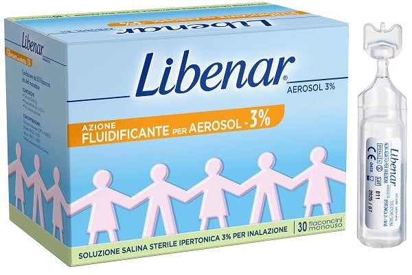Soluzione salina ipertonica 3% libenar per inalazione con aerosol 30 flaconcini monouso x 4 ml