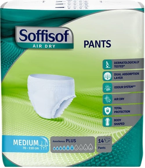 Pannolone per incontinenza soffisof air dry pants extra medium 9 pezzi