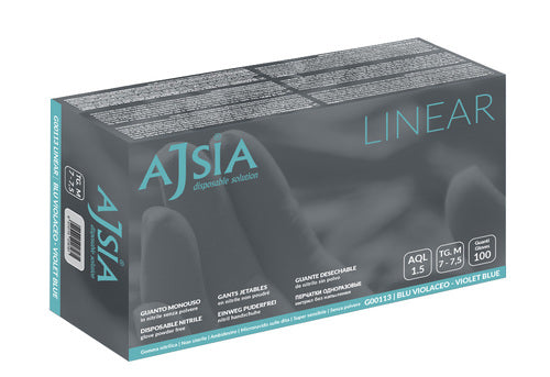 Guanto monouso in nitrile senza polvere ajsia linear blu violaceo medium 100 pezzi