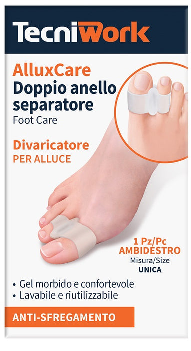 Allux care separatore e divaricatore per alluce a doppio anello