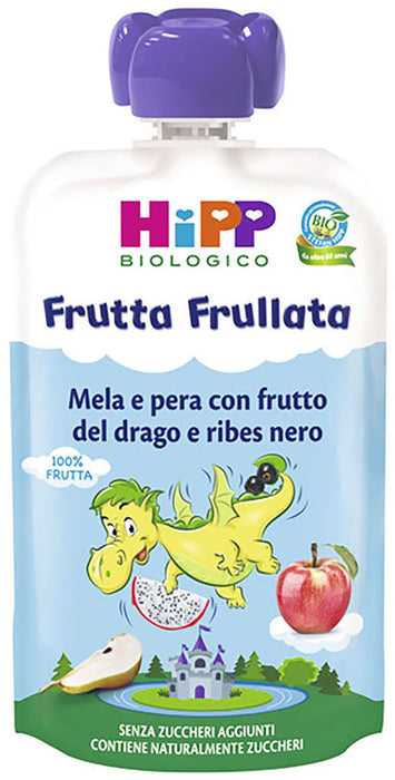 Hipp bio frutta frullata dragone mela pera frutta del drago ribes nero 90 g