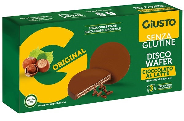 Giusto senza glutine disco wafer cioccolato al latte 3 x 24 g