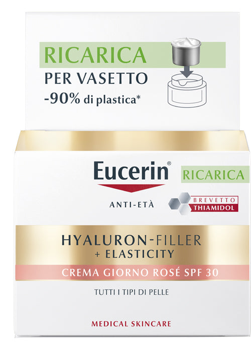 Eucerin hyaluron-filler + elasticity crema giorno rose' spf30 ricarica 50 ml