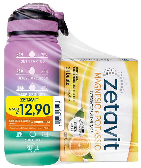 Zetavit magnesio potassio 24 buste 4 g + borraccia