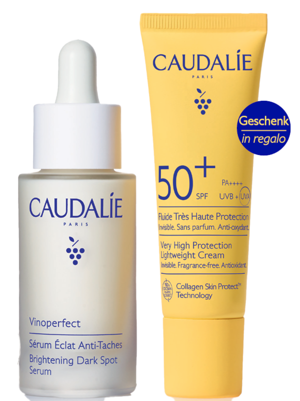 Vinoperfect & solare cofanetto siero 2026 1 siero illuminante antimacchie 30 ml + 1 fluido ad altissima protezione spf50+ 20 ml