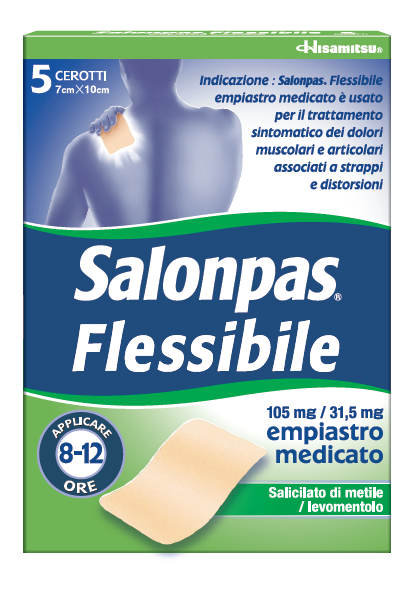 Salonpas flessibile, 105 mg/31,5 mg, empiastro medicato salicilato di metile / levomentolo