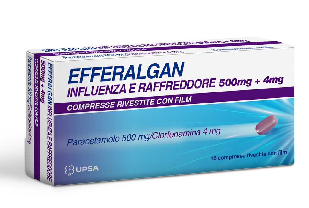 Efferalgan influenza e raffreddore 500 mg + 4 mg compresse rivestite con film