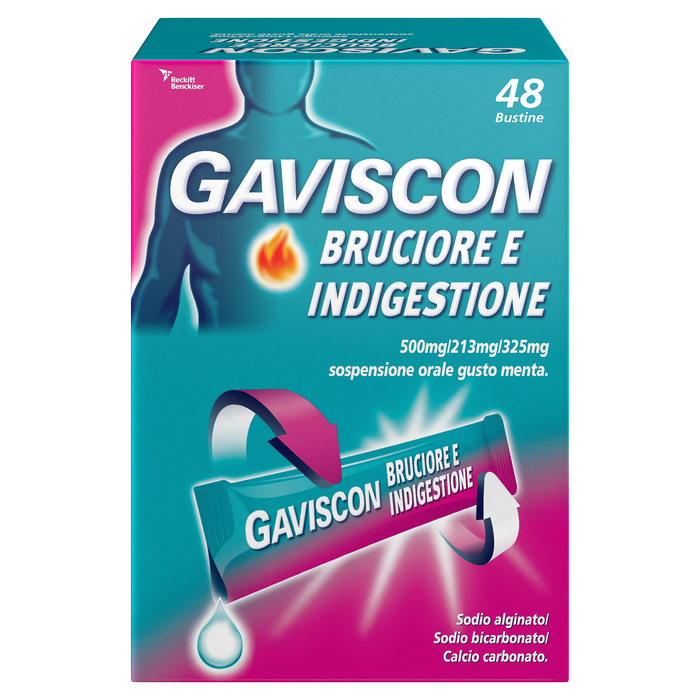Gaviscon bruciore e indigestione 500 mg/213 mg/325 mg sospensione orale gusto menta