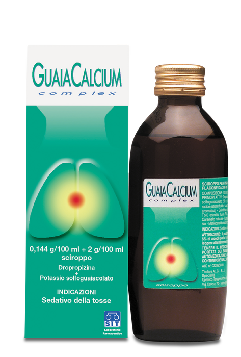 Guaiacalcium complex 0,144 g/100 ml + 2 g/100 ml sciroppo