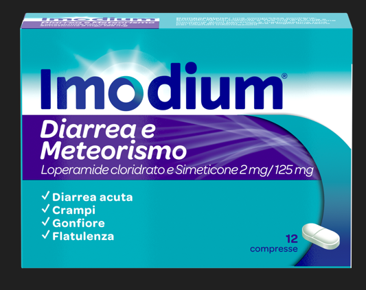 Imodium diarrea e meteorismo 2 mg/125 mg compresse